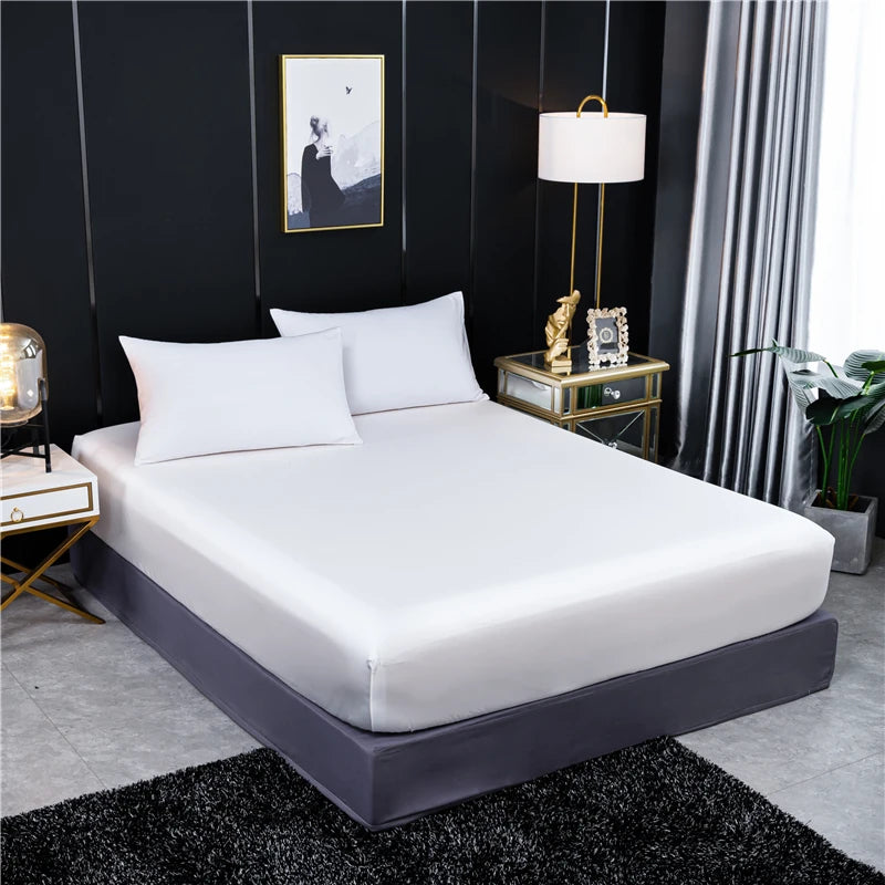 Bed Sheet Luxury Solid Color Double Queen Size Mattress Cover