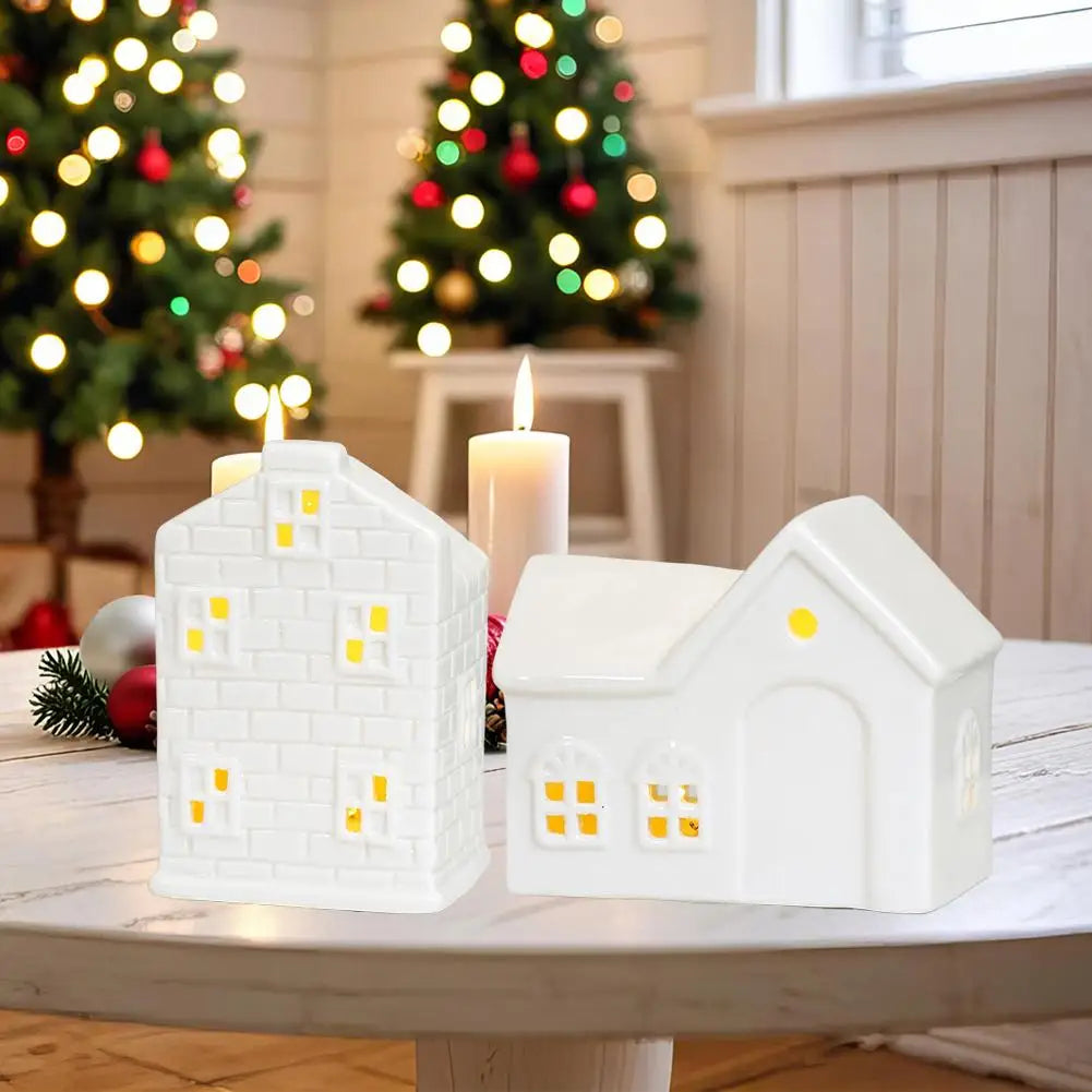 1PC Ceramic White Christmas Village House