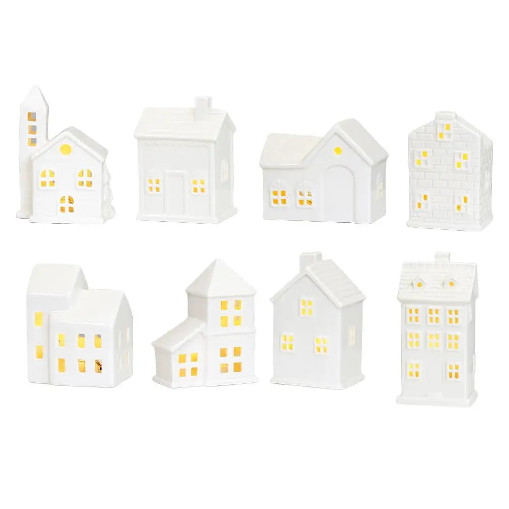1PC Ceramic White Christmas Village House