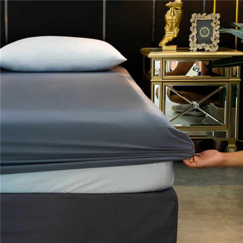 Bed Sheet Luxury Solid Color Double Queen Size Mattress Cover