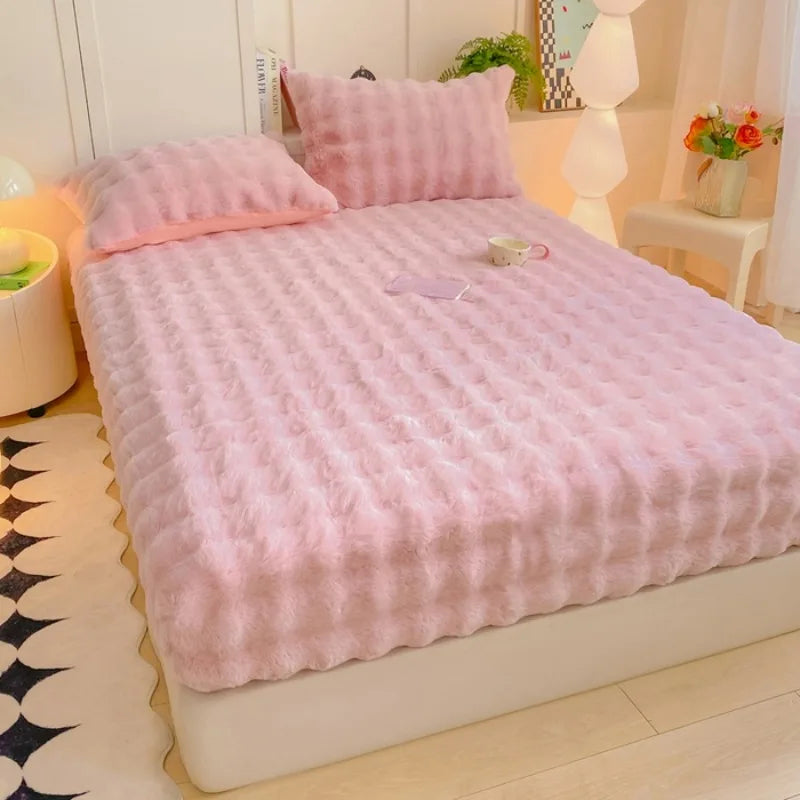 Bed Sheet for Winter Rabbit Fleece Bed Sheets