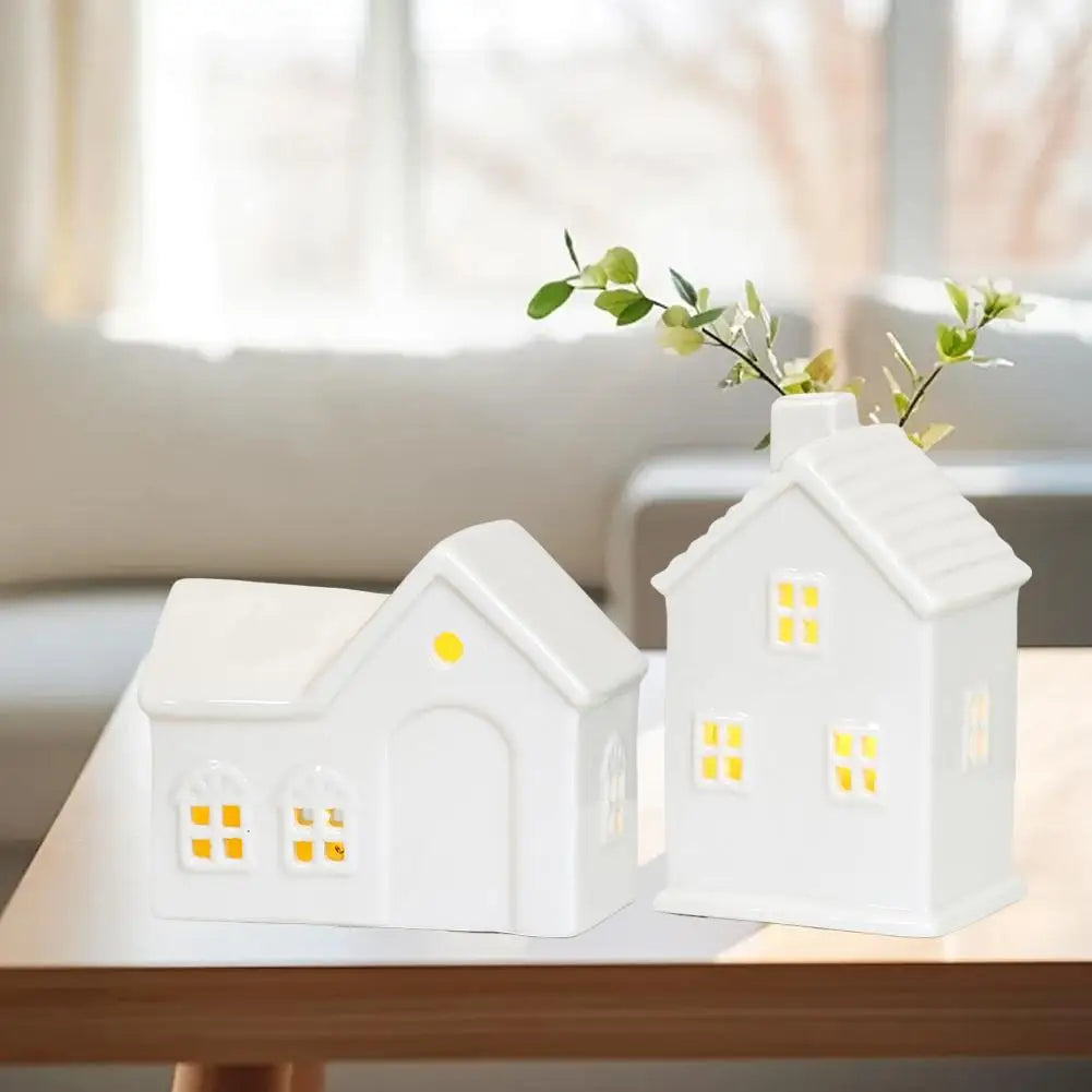 1PC Ceramic White Christmas Village House