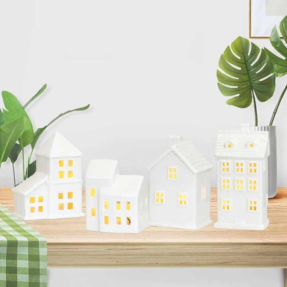 1PC Ceramic White Christmas Village House