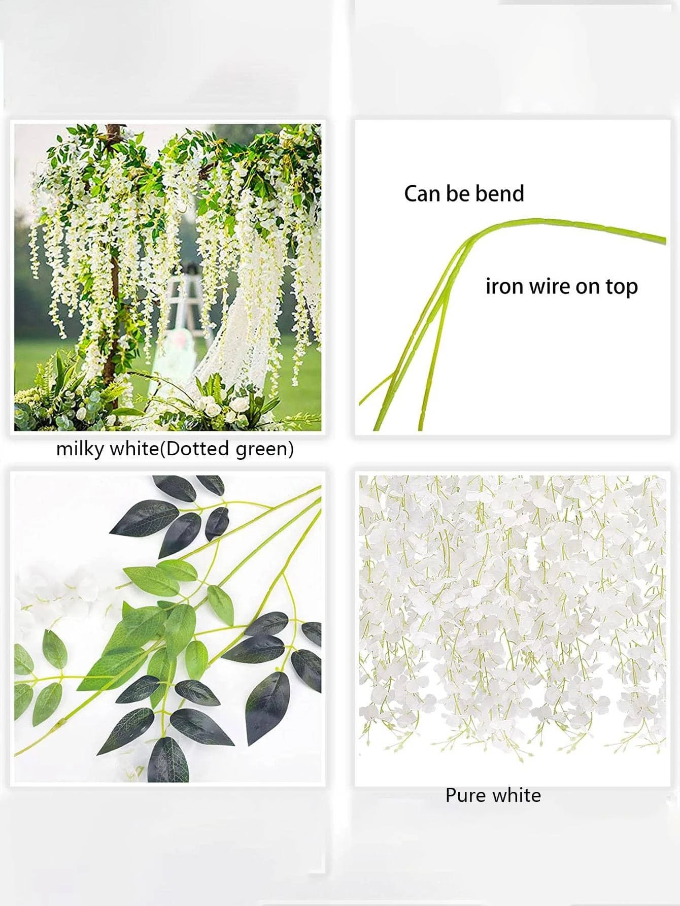 12pcs Artificial Flowers Hanging Wisteria Faux Flowers