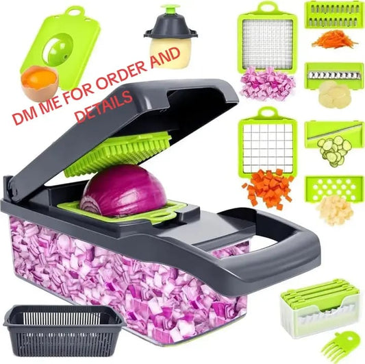 16-in-1 Multifunction Vegetable Slicer Cutter Shredders Slicer With Baskrt Fruit Potato Chopper Carrot Grater